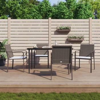 ARDEBO.de - 5-tlg. Garten-Essgruppe mit Kissen Poly Rattan und Stahl