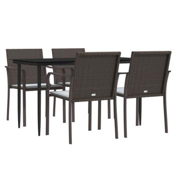 5-tlg. Garten-Essgruppe mit Kissen Poly Rattan und Stahl