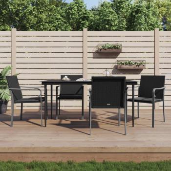 ARDEBO.de - 5-tlg. Garten-Essgruppe mit Kissen Poly Rattan und Stahl