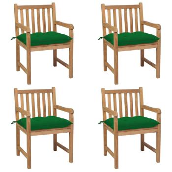 ARDEBO.de - Gartenst?hle 4 Stk. mit Gr?nen Kissen Massivholz Teak