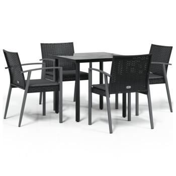 5-tlg. Garten-Essgruppe mit Kissen Poly Rattan und Stahl