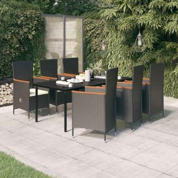 ARDEBO.de - 7-tlg. Garten-Essgruppe mit Kissen Schwarz