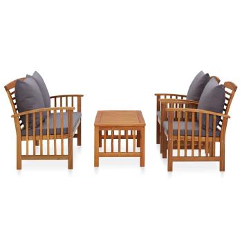 4-tlg. Garten-Lounge-Set mit Auflagen Massivholz Akazie