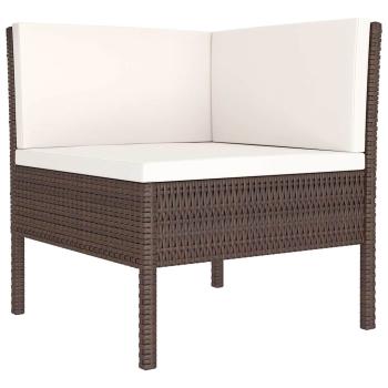7-tlg. Garten-Lounge-Set mit Auflagen Poly Rattan Braun