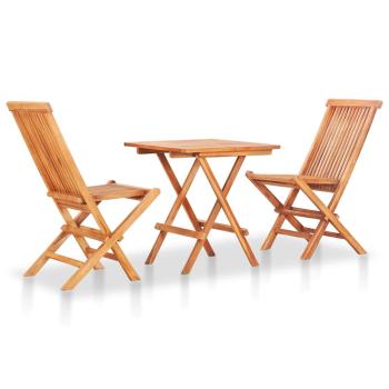 3-tlg. Bistroset mit Anthrazit Kissen Massivholz Teak