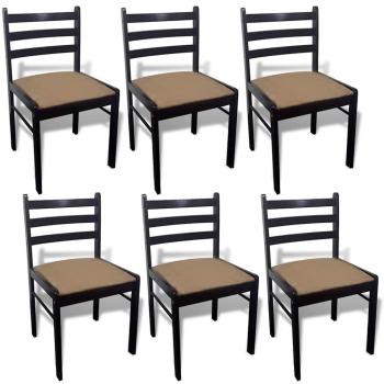 Esszimmerst?hle 6 Stk. Braun Massivholz und Samt