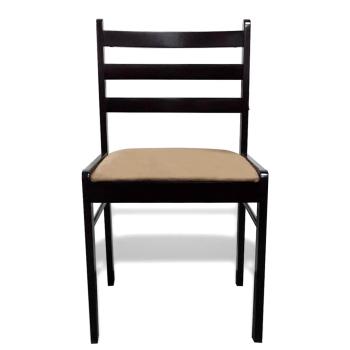 Esszimmerst?hle 6 Stk. Braun Massivholz und Samt