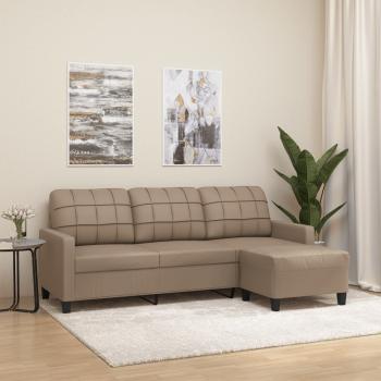 ARDEBO.de - 3-Sitzer-Sofa mit Hocker Cappuccino-Braun 180 cm Kunstleder