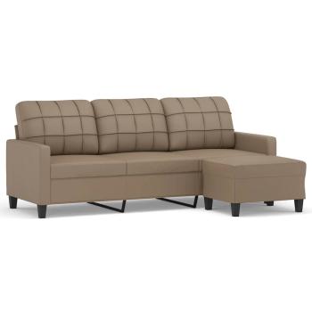 3-Sitzer-Sofa mit Hocker Cappuccino-Braun 180 cm Kunstleder