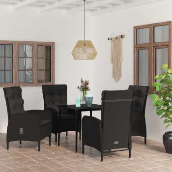 ARDEBO.de - 5-tlg. Garten-Essgruppe mit Kissen Schwarz