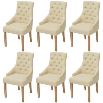ARDEBO.de - Esszimmerstühle 6 Stk. Cremeweiß Stoff