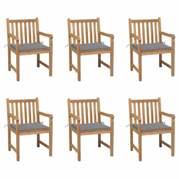 ARDEBO.de - Gartenstühle 6 Stk. mit Grauen Kissen Massivholz Teak