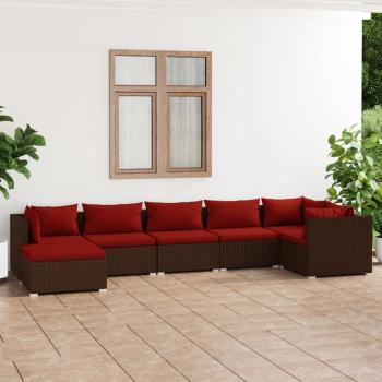 ARDEBO.de - 7-tlg. Garten-Lounge-Set mit Kissen Poly Rattan Braun