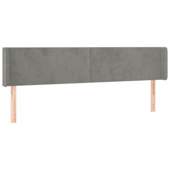 Kopfteil mit Ohren Hellgrau 163x16x78/88 cm Samt
