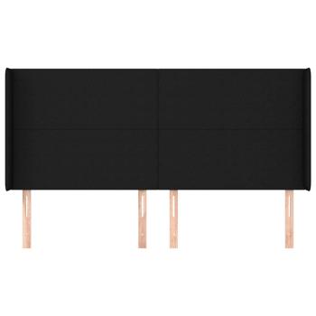 Kopfteil mit Ohren Schwarz 203x16x118/128 cm Stoff