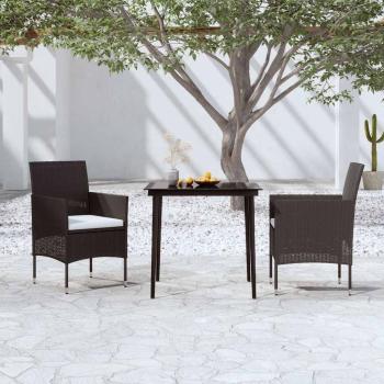ARDEBO.de - 3-tlg. Garten-Essgruppe mit Kissen Schwarz