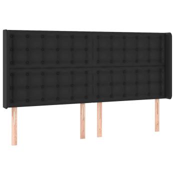 Kopfteil mit Ohren Schwarz 183x16x118/128 cm Kunstleder
