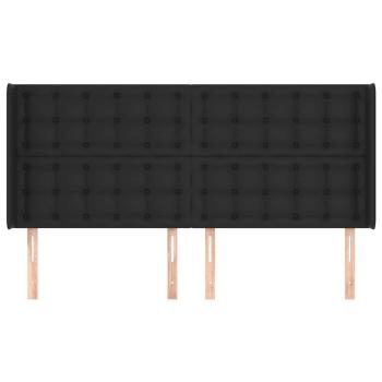 Kopfteil mit Ohren Schwarz 183x16x118/128 cm Kunstleder