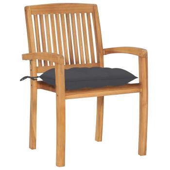 Stapelbare Gartenst?hle mit Kissen 6 Stk. Massivholz Teak