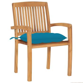 Stapelbare Gartenst?hle mit Kissen 6 Stk. Massivholz Teak
