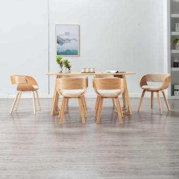 ARDEBO.de - Esszimmerstühle 6 Stk. Creme Bugholz und Kunstleder