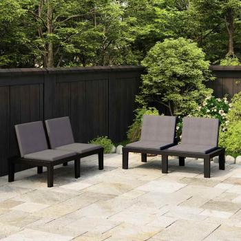 ARDEBO.de - Gartenbänke mit Kissen 2 Stk. Kunststoff Grau