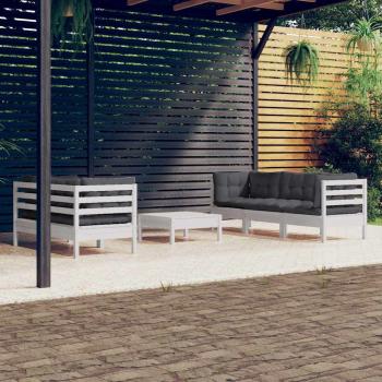 ARDEBO.de - 6-tlg. Garten-Lounge-Set mit Anthrazit Kissen Kiefernholz