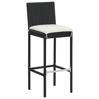 9-tlg. Gartenbar-Set mit Kissen Schwarz Poly Rattan