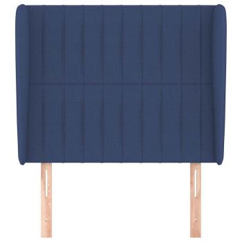 Kopfteil mit Ohren Blau 93x23x118/128 cm Stoff