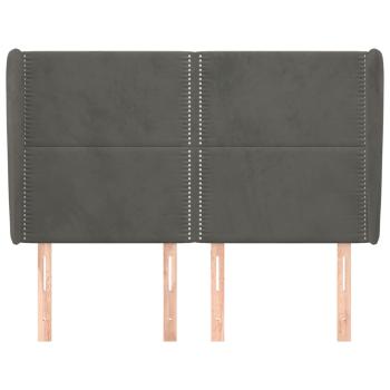 Kopfteil mit Ohren Dunkelgrau 147x23x118/128 cm Samt