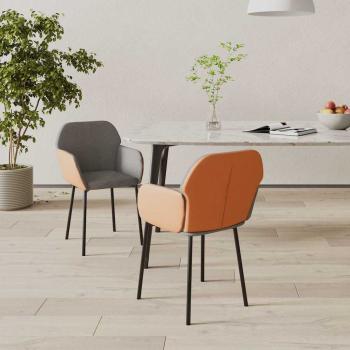 ARDEBO.de - Esszimmerstühle 2 Stk. Hellgrau Stoff und Kunstleder
