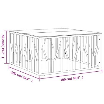 Couchtisch 100x100x50 cm Edelstahl und Glas