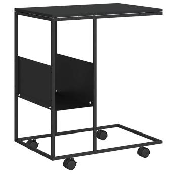 Beistelltisch mit Rollen Schwarz 55x36x63,5 cm Holzwerkstoff