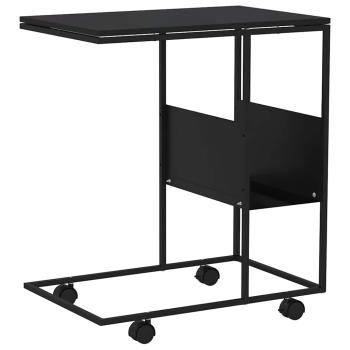 Beistelltisch mit Rollen Schwarz 55x36x63,5 cm Holzwerkstoff