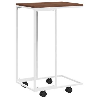 Beistelltisch mit Rollen Weiß 40x30x63,5 cm Holzwerkstoff