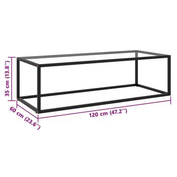 Couchtisch Schwarz mit Hartglas 120x60x35 cm