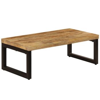 ARDEBO.de - Couchtisch 100x50x35 cm Massivholz Mango und Stahl