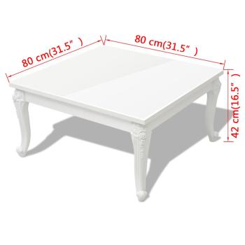 Couchtisch 80x80x42 cm Hochglanz-Weiß