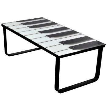 ARDEBO.de - Couchtisch mit Glasplatte Klavier-Aufdruck
