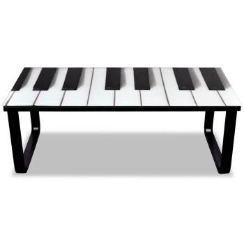 Couchtisch mit Glasplatte Klavier-Aufdruck