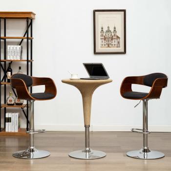 ARDEBO.de - Barhocker 2 Stk. Grau Bugholz und Stoff