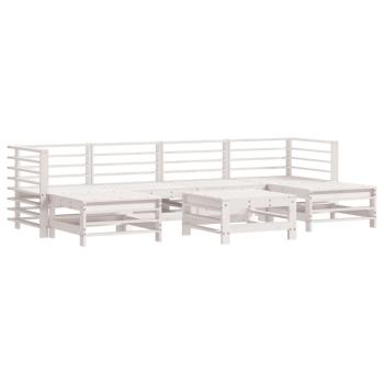 7-tlg. Garten-Lounge-Set mit Kissen Wei? Massivholz