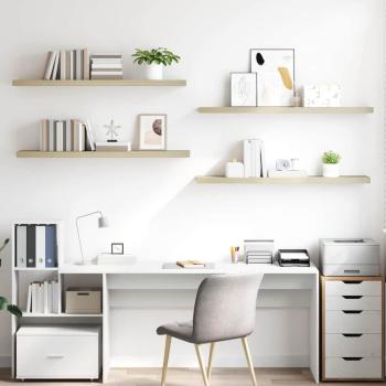 Schweberegale 4 Stk. Eichen-Optik 120x23,5x3,8 cm MDF