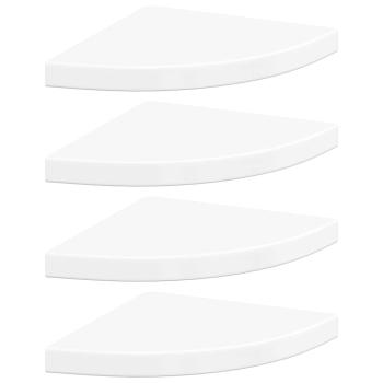 Eck-Schweberegale 4 Stk. Hochglanz-Weiß 35x35x3,8 cm MDF