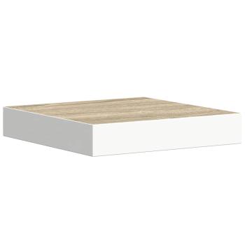 Schweberegale 4 Stk. Eichen-Optik und Weiß 23x23,5x3,8 cm MDF