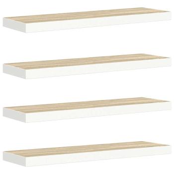 Schweberegale 4 Stk. Eichen-Optik und Wei? 80x23,5x3,8 cm MDF