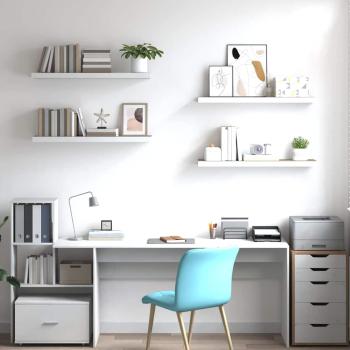 Schweberegale 4 Stk. Eichen-Optik und Wei? 80x23,5x3,8 cm MDF