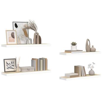 Schweberegale 4 Stk. Eichen-Optik und Wei? 80x23,5x3,8 cm MDF