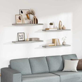 ARDEBO.de - Schweberegale 4 Stk. Betongrau 90x23,5x3,8 cm MDF