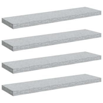 Schweberegale 4 Stk. Betongrau 90x23,5x3,8 cm MDF